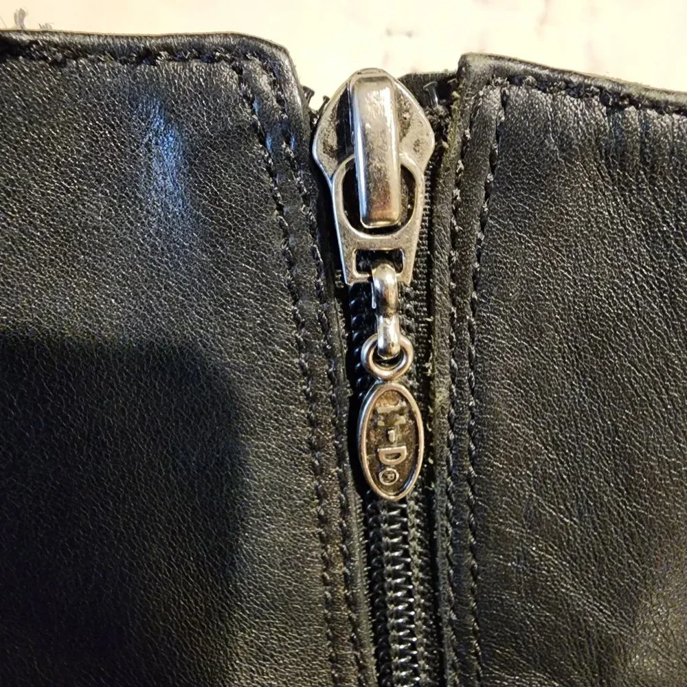 Authentic Harley Davidson Black Zip U Leather Flame Boots with Chunky Heel - 6.5 - Picture 3 of 8